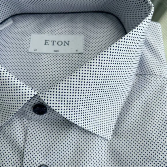 slim fit dress slacks Eton Solid Elevated Twill Shirt | Slim Fit